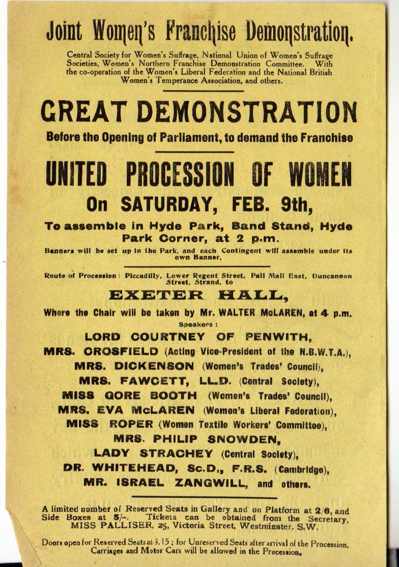 Flyer advertising the NUWSS 'Mud March'