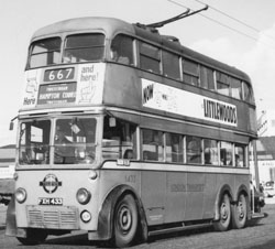 By way of a detour and for my younger readers - the 667 trolleybus en route from Twickenham to Hampton Court